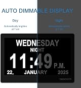 TROCOTN Digital Clock with Date and Day 7 inch Large Display 8 Languages view 6