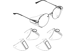 NUOBESTY 2 Pairs Side Shields, Clear PC Eyewear Protector Clip-On Glasses Frame Wings for Safety Glasses and Eyeglasses