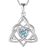 STARCHENIE Celtic Knot Necklace for Women 925 Sterling Silver Trinity Love Knot Pendant Birthstones Jewelry