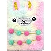Eilova Orityle Fuzzy Plush Notebook Journal Cute Cartoon Bear Diary for Kids Girls Boys Writing Drawing (A5, 160 Lined Pages)