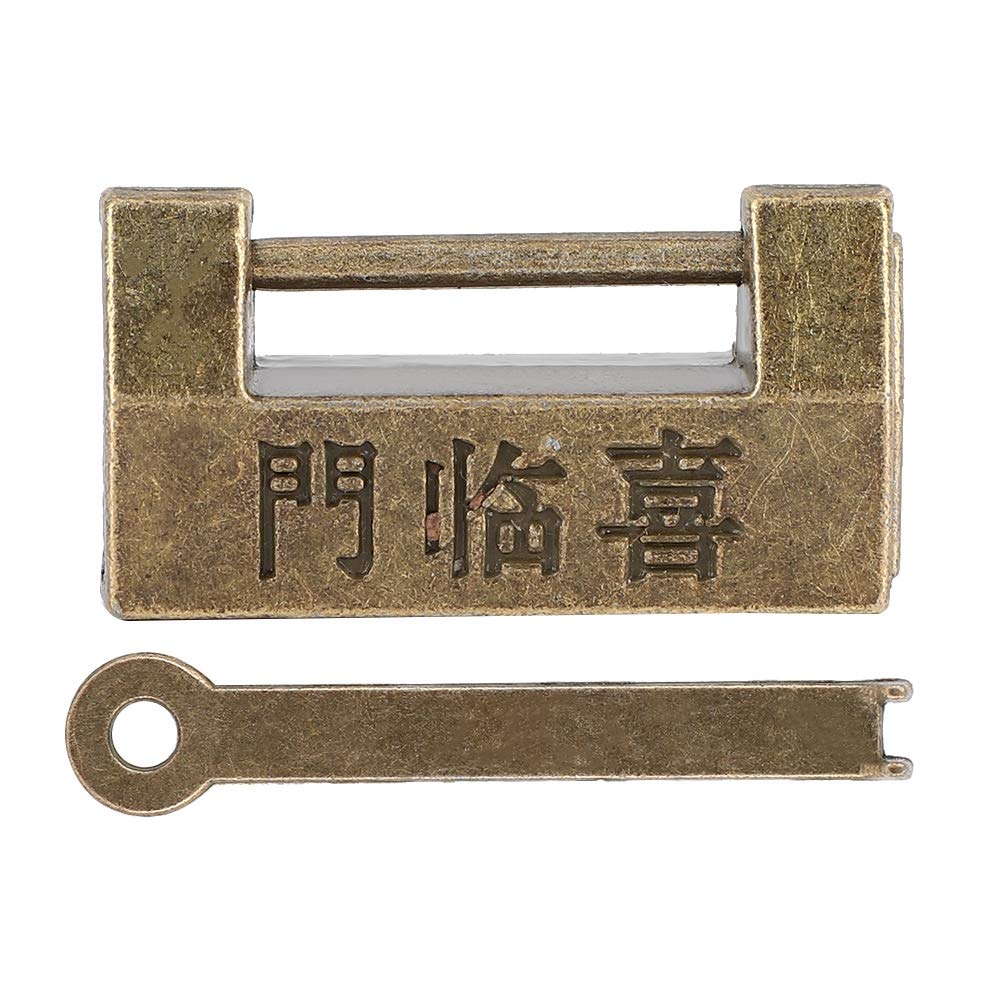 Vintage Chinese Style Copper Lock for Jewelry Box Horizontal Opening Security Organizer Antique Finish Distressed Padlock Protecting Necklaces Bracelets Rings Earrings Watches Storage