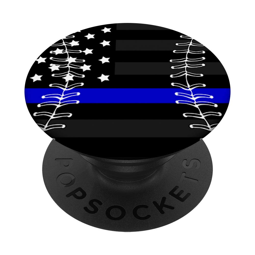 Police Baseball Blue Line American Flag Officer Cop LE Gift PopSockets PopGrip: Swappable Grip for Phones & Tablets