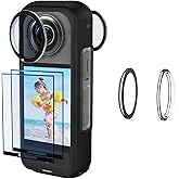 JZW-Shop for Insta 360 X3 Lens Guards with Screen Protector, Tempered Glass Screen Protector for Insta 360 X3 Accessories 9H Hardness Anti-Scratch