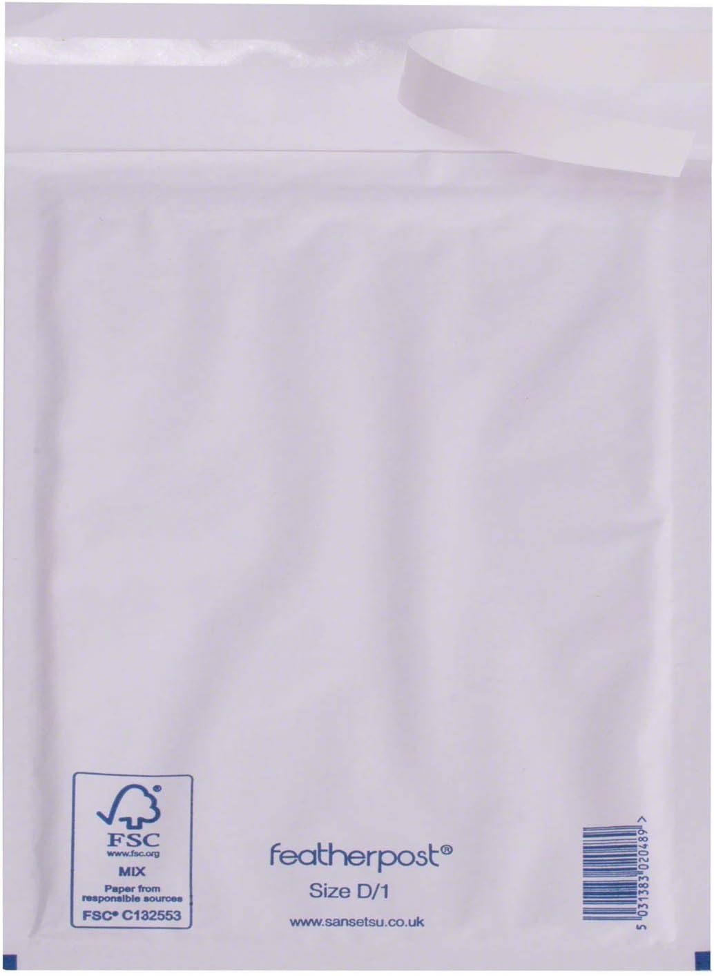 Featherpost Padded Envelopes, White, Size D, 200mm x 275mm (External), Pack of 100