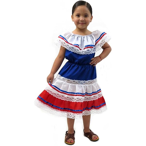 Amazon.com: Leos Apparel Ethnic Ribbons Dress Red, Blue and White Cuban,  Domincan, Puerto Rican Dress (Ages 2): Clothing, Shoes & Jewelry