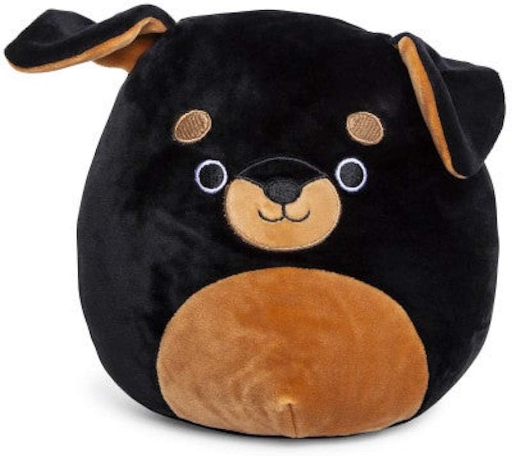 Squishmallows Black Brown Rottweiler Puppy Dog Plush 9.5"