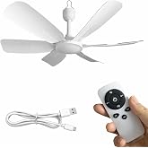 AppliEase 18 Inch USB Ceiling Fan with Remote Control, 6 Speed Portable Hanging Fan with Max Wind & Sleep Mode, 2/4/8H Timer,