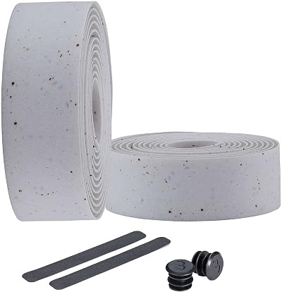 BBB RaceRibbon BHT-01 White Cork Handlebar Tape with Plugs - 200 cm