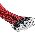 EDGELEC 30pcs 12 Volt 3mm Red Blinking LED Lights Emitting Diodes (1.5Hz Single Color Flashing) Pre Wired 7.9 inch DC 12v LED Light Clear Lens Small LED Lamps