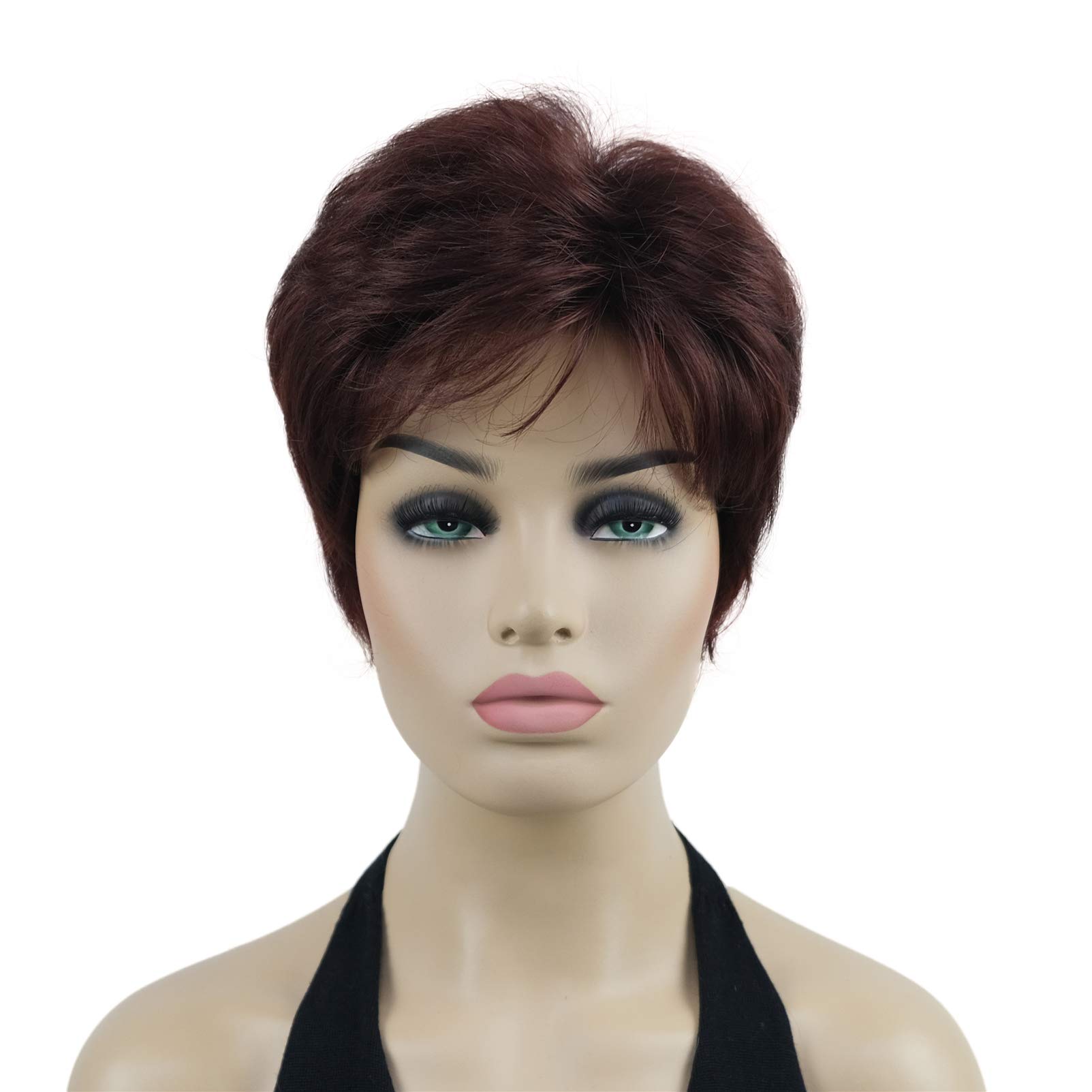 Lydell 6" Women's Short Wigs Soft Wavy Natural Synthetic Wig Layered Movement Classic Styled (33A Dark Auburn)