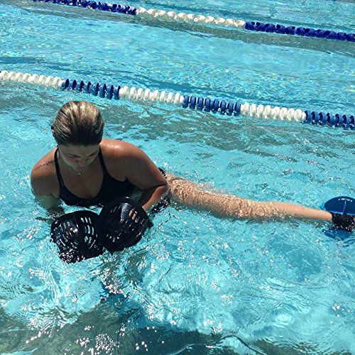AquaLogix Total Body Aquatic Exercise System - Includes Online Demonstration Video with 30 Sample Exercises (All Purpose Black Bells/Maximum Resistance Blue Fins) - Thumbnail 3