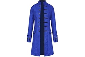 WENKOMG1 Mens Halloween Costume,Medieval Cosplay Costume Caribbean Pirate Style Jacket Captain Roleplay Coat
