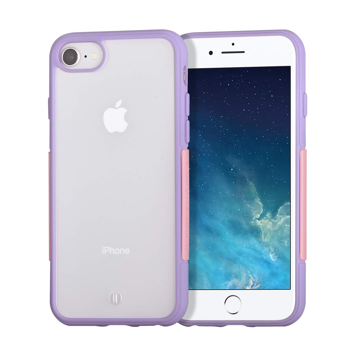 UEEBAI Case for iPhone 7 Plus iPhone 8 Plus, Fashion Simple Case Shockproof Flexible Soft TPU Bumper Matte Transparent Hard PC Back Cover Protective Phone Case for iPhone 7 Plus/8 Plus - Purple