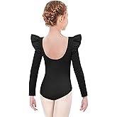 Arshiner Ruffle Long Sleeve Leotard for Girls Ballet Leotards Low Back Gymnastic Dance Outfits for Toddler