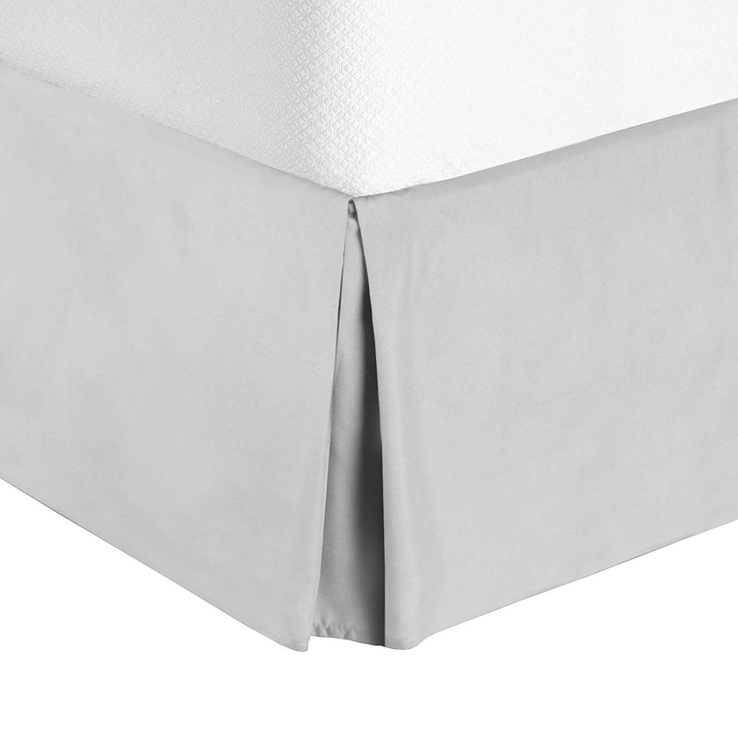 Photo 1 of Valencia Beddings Split Corner Bed Skirt 16 Inch Drop Queen Size 100% Natural Cotton Wrinkle and Fade Resistant Queen Size, Silver Grey Solid