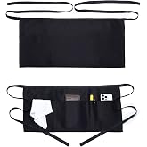 Argstar 2 Pack Server Apron with 4 Pockets, Waitress Waiter Waist WaterDrop Resistant Short Aprons