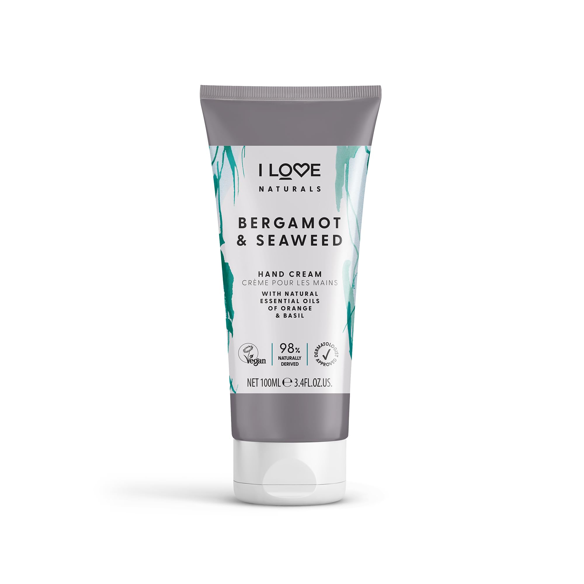 I LOVE Naturals Bergamot & Seaweed Hand Cream With Shea Butter & Essential Oils of Orange & Basil – Vegan Moisturiser for Soft, Smooth & Nourished Hands 100ml