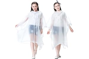 Makonus 2 Pack Rain Ponchos for Kids, Reusable Kids Raincoats with Hood Raincape Poncho for Boys and Girls