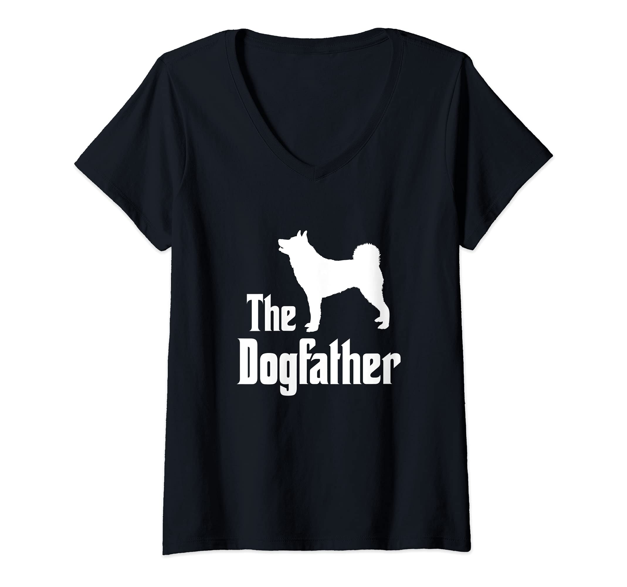 Womens The Dogfather - funny dog gift, funny Karelian Bear Dog V-Neck T-Shirt