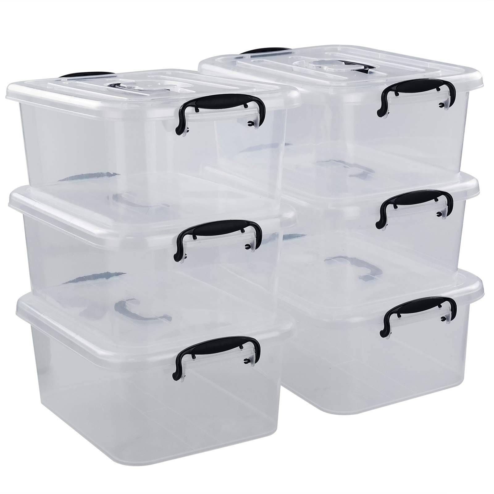 Bringer 6-Pack 8 L Clear Plastic Storage Boxes, Clear Latch Boxes
