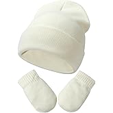Baby Beanie Hat Gloves Set, Kids Winter Warm Knit Hat with glvoes,Toddler Soft Beanie for Little Boys Little Girls Children