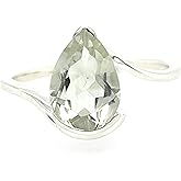 Natural 2ct Green Amethyst 925 Solid Sterling Silver Ring Size 5, 7