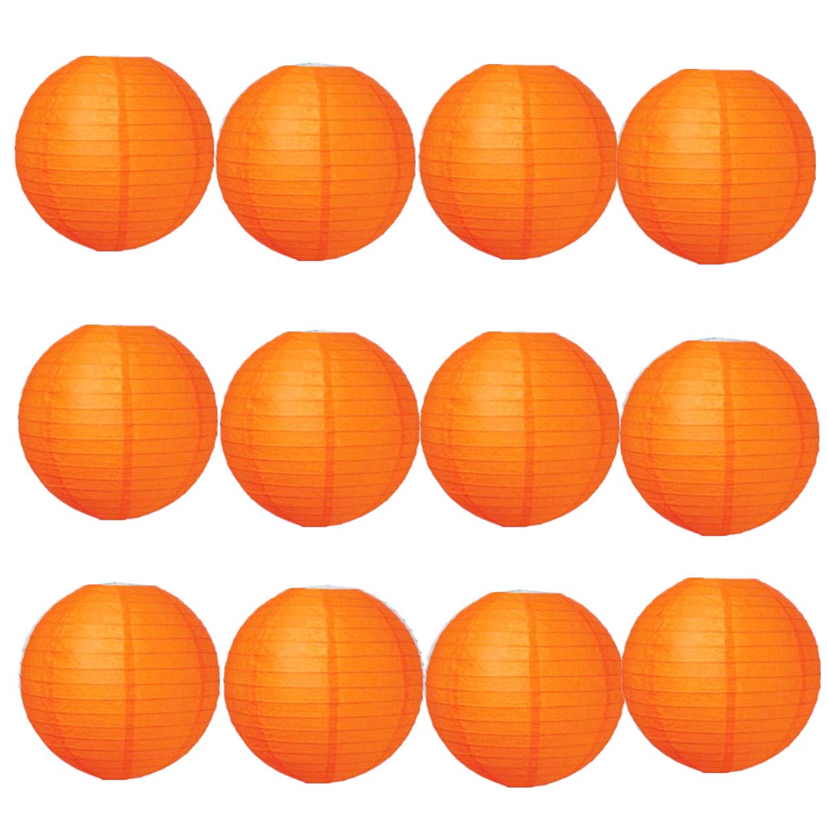 A Liittle Tree 12 PCs Round Paper Lanterns Wedding Party Christmas New Year (Orange, 8")