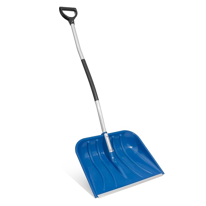 Lightweight and heavy duty ergonomic snow shovel with aluminium shaft
