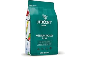 Lifeboost Organic Coffee Beans Medium Roast - Low Acid Single Origin Non-GMO Organic Whole Bean Coffee - Third Party Tested For Mycotoxins & Pesticides - 12 Ounces