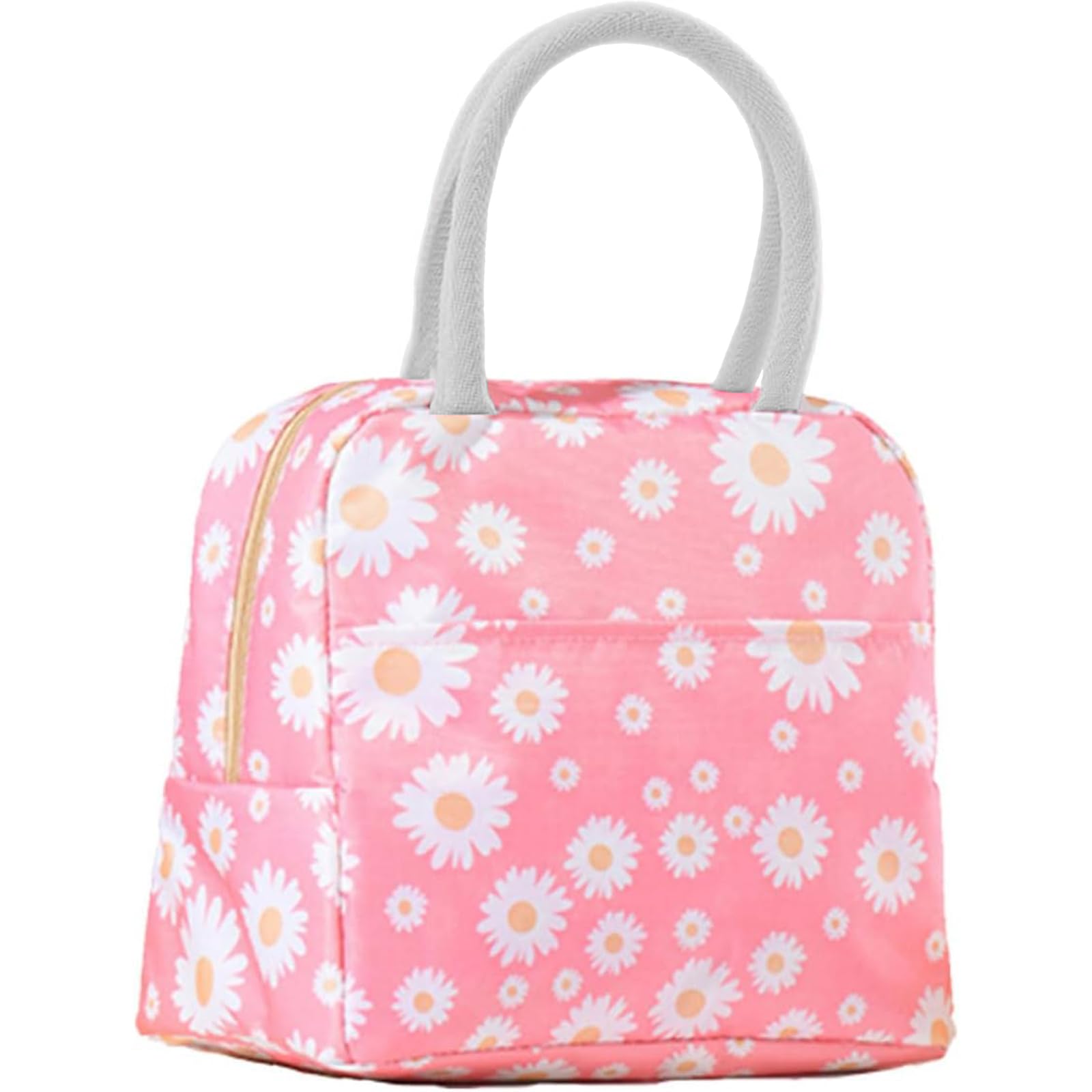 Elionless Insulated Lunch Bag, Portable Thermal Lunch Bags Cooler Bag Lunch Box Organizer Tote Bag for Women Adults Kids Girls Work School Picnic Camping Travel (Daisy Pink)