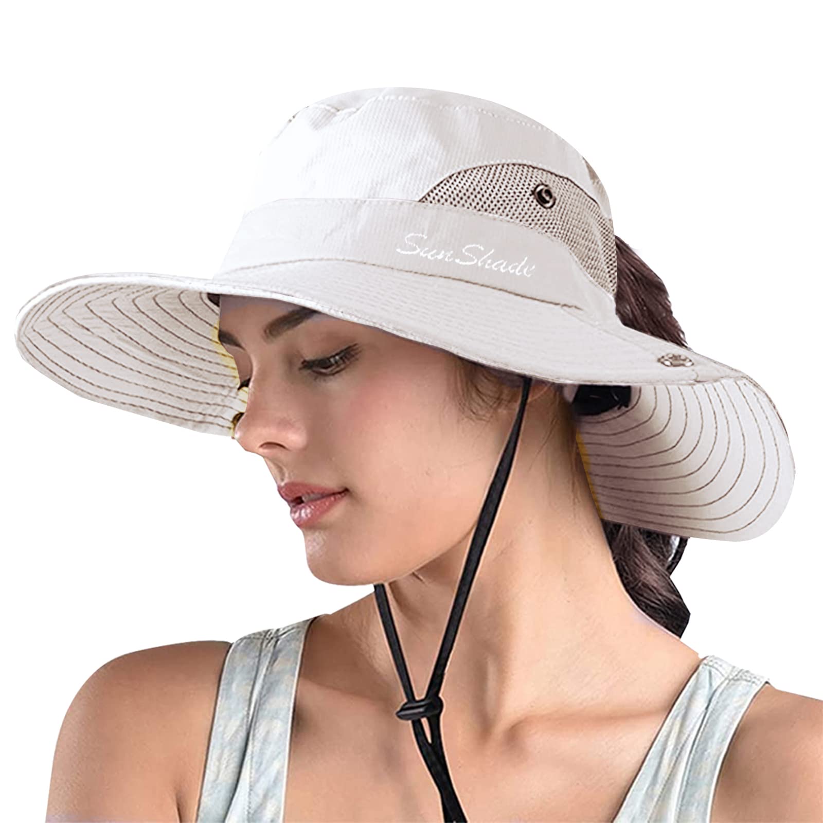 Women's Summer Boonie Bucket Hat – Wide Brim, UV Protection, Ponytail Friendly