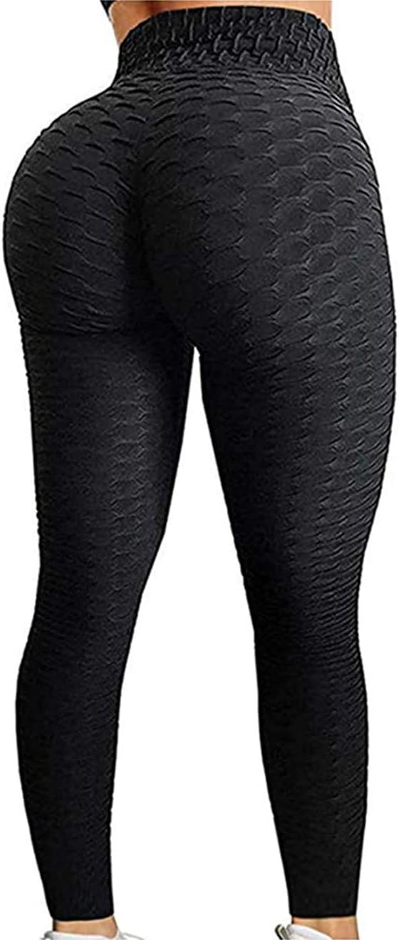 Anti-Cellulite Compression Leggings, High Waist Yoga Stretchy Gym Pants for Women Tummy Control Workout Ruched Butt Lifting