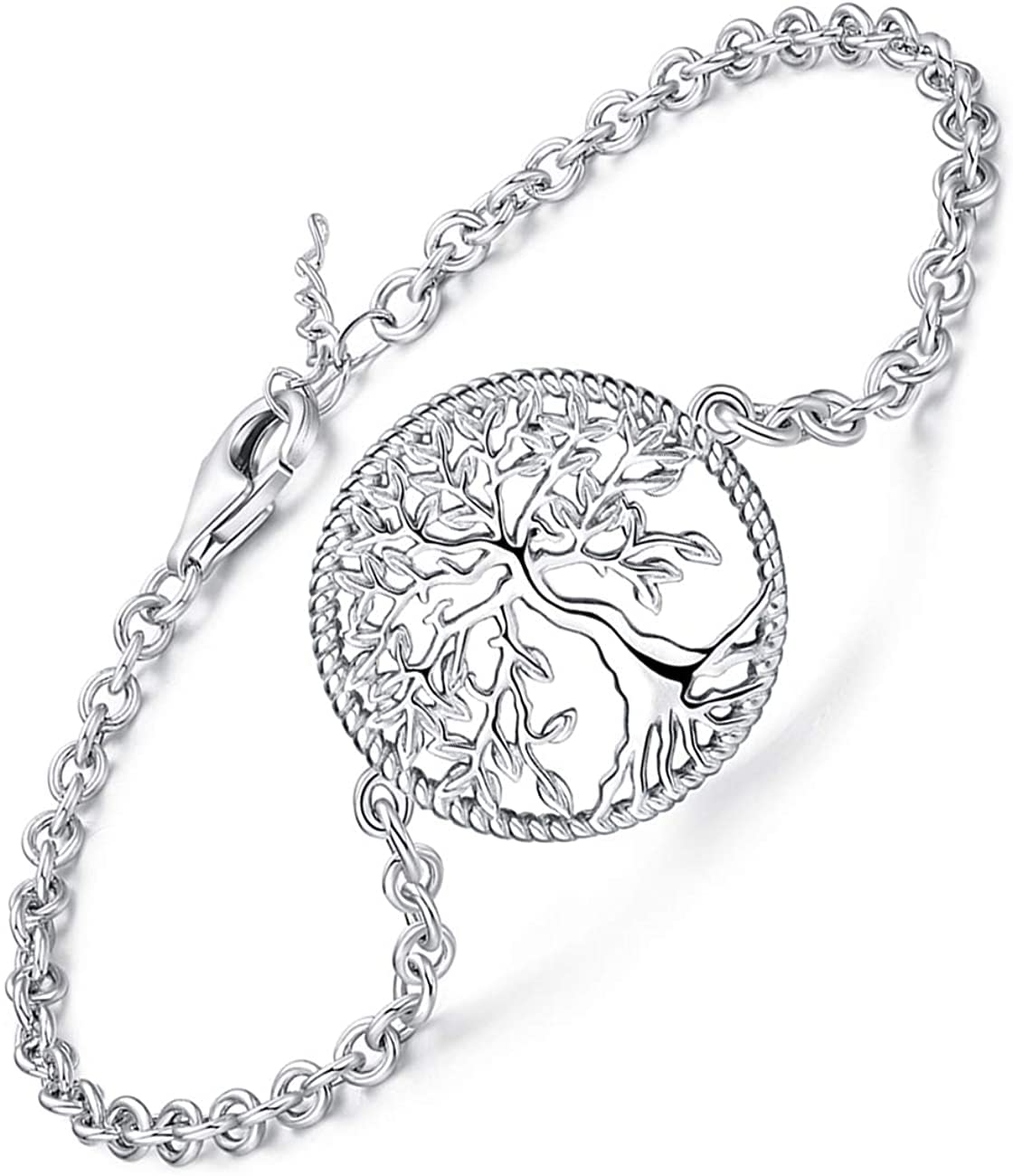 Tree of Life Bracelet for Women, 925 Sterling Silver Adjustable Chain Bracelet, Family Tree Bracelet Jewellery Gift for Mother Girls Sister Friends (A-Tree of Life) — image 1