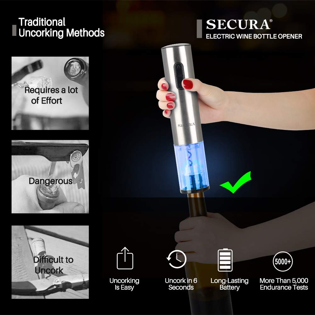 Secura Stainless Steel Electric Wine Opener Foil Cutter (Stainless Steel) by Secura