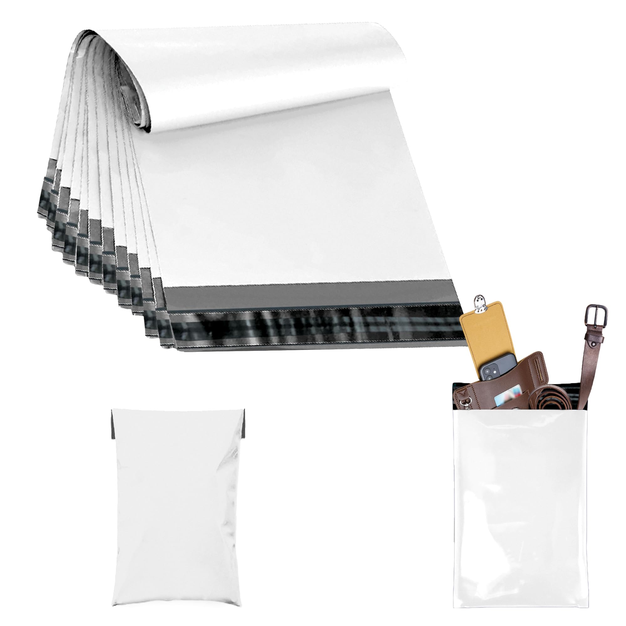 JeeJaan® 100 Pcs White Postage Bags Small 6 x 9 in Mailing Bags 160 x 230 mm Small Poly Mailers Plastic Bags Envelope Courier Shipping Mailers Waterproof & Tear-Proof Postal Courier Bags — image 1
