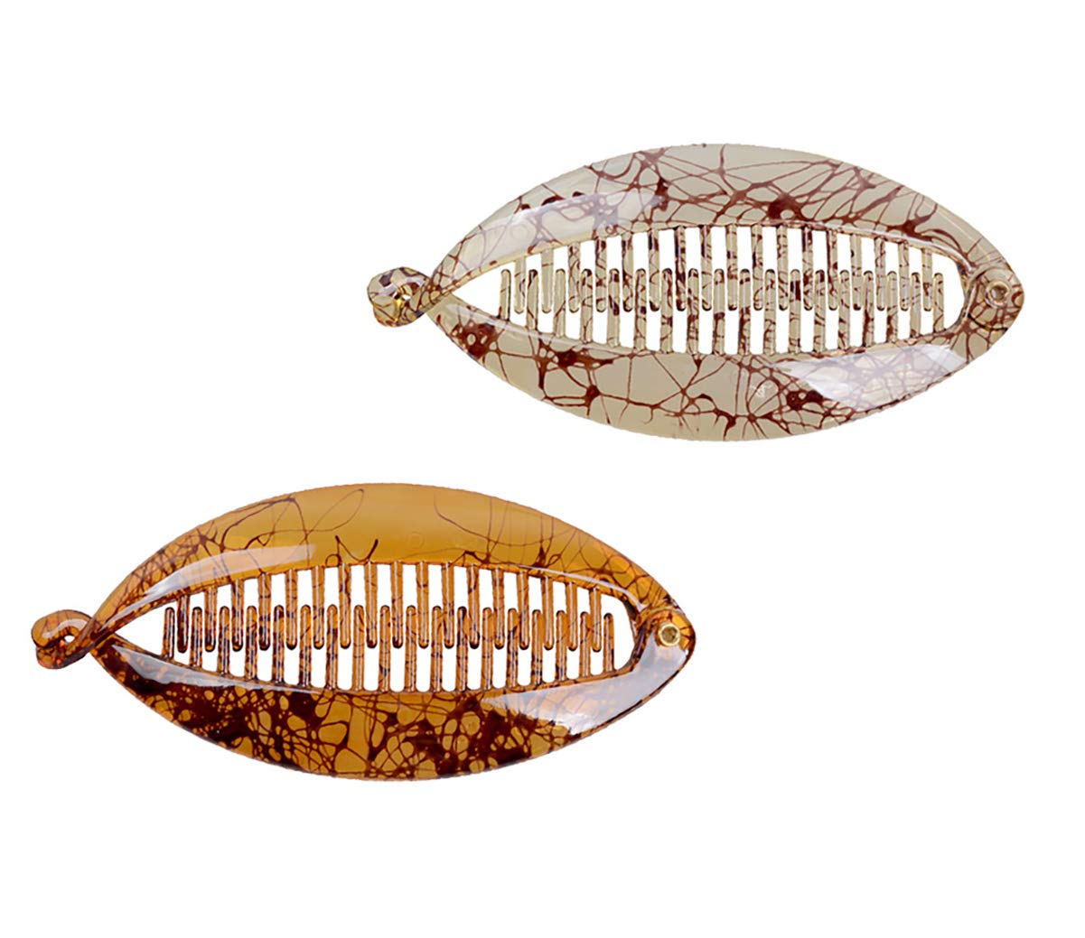 Fodattm 2PCS French Banana Hair Clip Hair Claw Hair Comb Women Lady Large Shell Hair Clincher Flat Shark Hair Clip Hairgrip (C#)