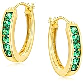 AGRULE Channel Set Small Huggie Hoop Earrings Sterling Silver or 14K Gold Color,Lightweight Hypoallergenic CZ Diamond Chunky Hoop Earrings for Women