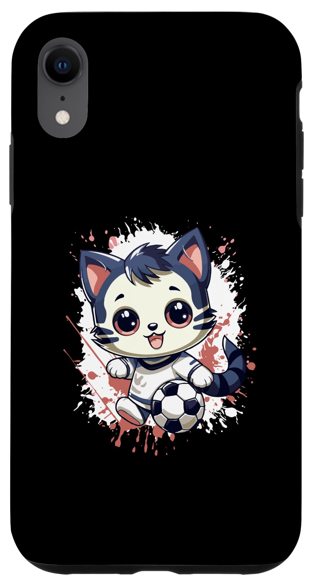 iPhone XR Anime Cat Playing Soccer | Cute Comic Case