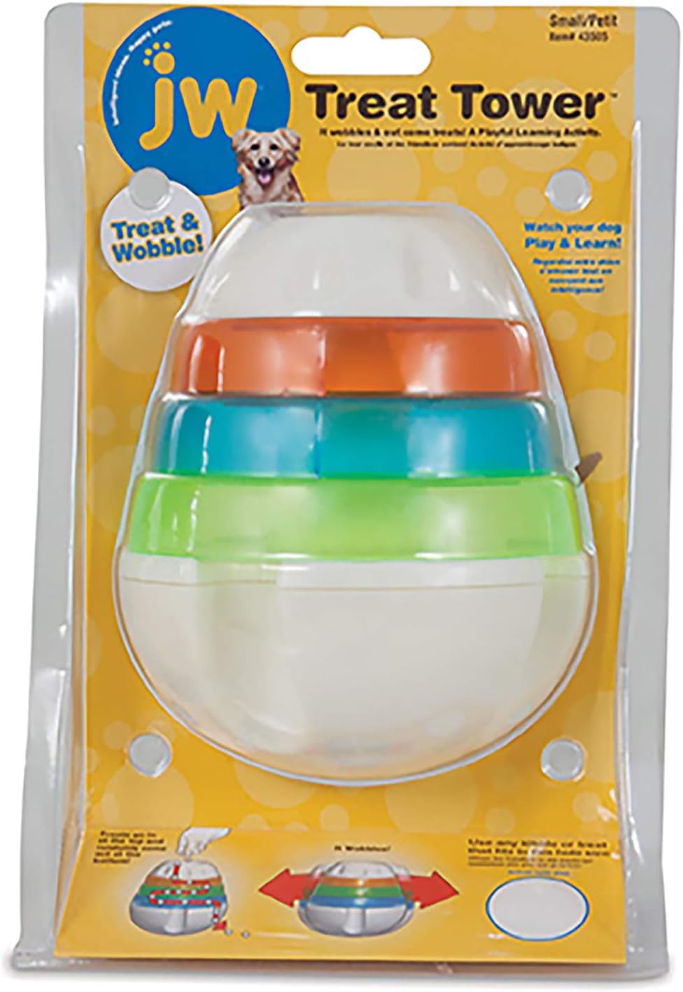 JW Pet Company 43505 Treat Tower Toys for Pets, Small, White/Rings of