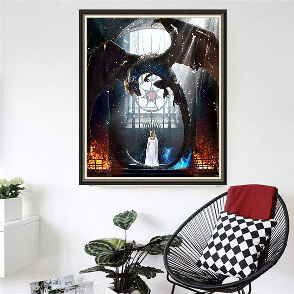 DIY 5D Diamond Painting Game of Thrones Series by Number Kits, Painting Cross Stitch Full Drill Crystal Rhinestone Embroidery Pictures Arts Craft for Home Wall Decor Gift (C, 30x40 cm)