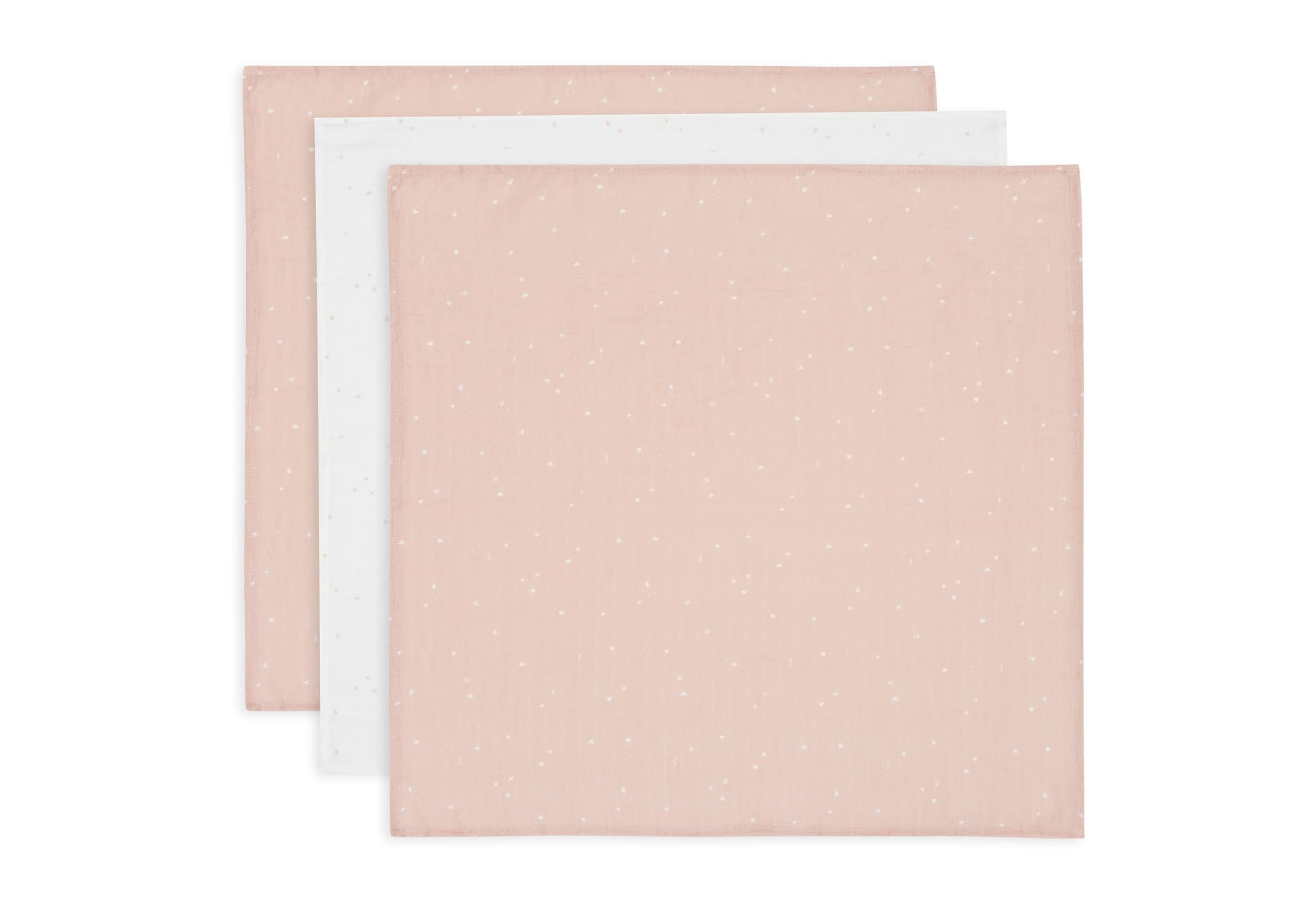 Jollein Muslin Cloth Baby - Twinkling, Wild Rose - Pack of 3-70 x 70 cm - 100% Cotton - Burp Cloths Baby - Oeko-Tex Certified