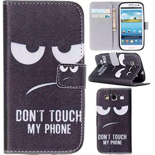 S3 Case, Galaxy S3 III i9300 Flip Case,Gift_Source Galaxy S3 Wallet Case [Stand Feature] Case Wallet [Wallet S] Premium Wallet Case Flip Cover for Samsung Galaxy S3 i9300 Case- Don t Touch My Phone Pattern