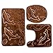Bathroom Rug Mats Set 3 Piece - Memory Foam Extra Soft Shower Bath Rugs – Contour Mat and Lid Cover - Perfect Combination of Luxury and Comfort - Brown Dolphins