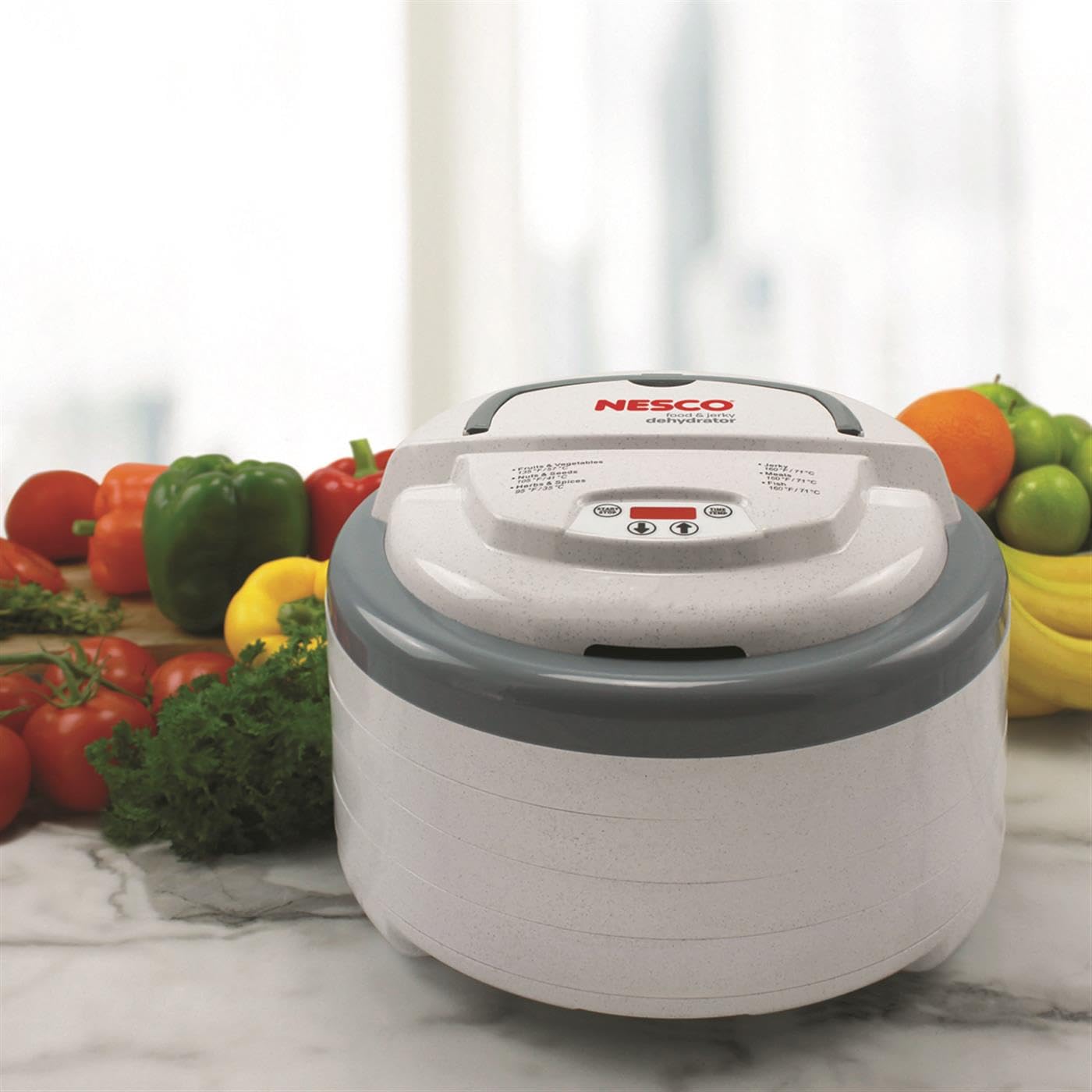 Nesco FD-79 Snackmaster Pro Digital Food Dehydrator for Snacks, Fruit, Beef Jerky, Meat, Vegetables & Herbs, Gray, 4 Trays, 1 Count (Pack of 1),Grey