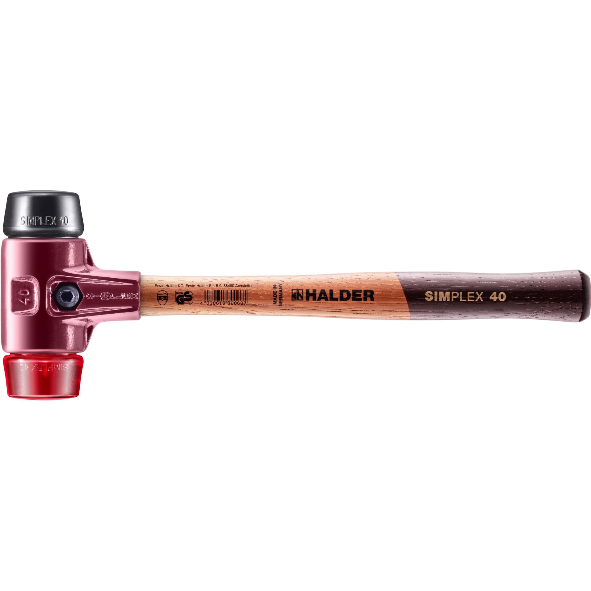 Halder 3026040 40 mm 3026 Rubber/Plastic "Simlpex" EH Soft-Face Mallet - Multi-Colour