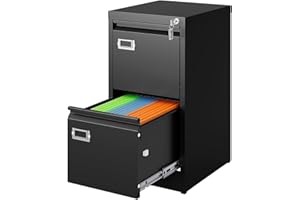 2 Drawers File Cabinet with Lock, Vertical Filing Cabinets for Home Office, Metal Office Locking File stoage Cabinet, Small F