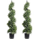ALL SEASON GREEN 47'' Artificial Outdoor Plants Boxwood Topiary Spiral Front Porch Decor Tree Potted