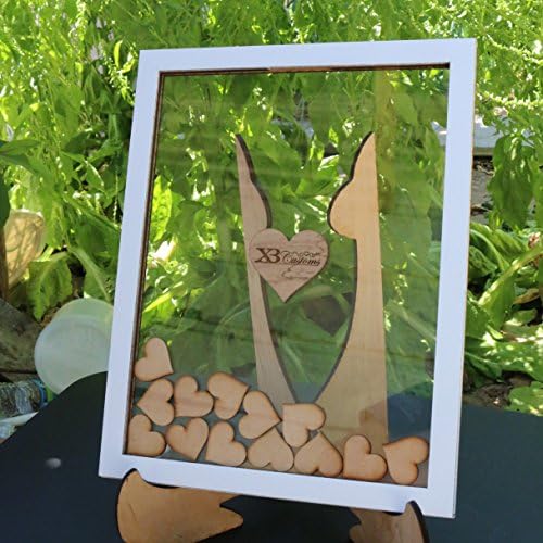 Picture frame Wedding Guest Book Alternative Drop Top box Hearts Handmade