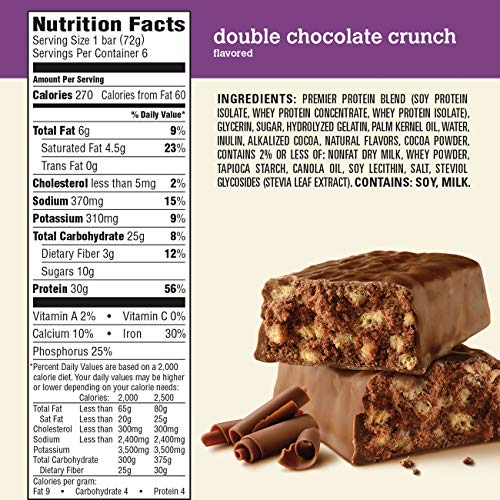 Premier Protein Nutrition Bar, Double Chocolate Crunch, 30g Protein, 2.