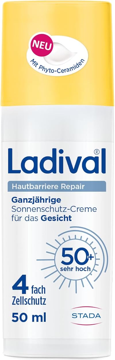 Ladival® Hautbarriere Repair Sonnenschutz-Creme LSF 50+ Gesicht, stärkt und regeneriert die Hautbarriere, beruhigt strapazierte Haut, Feuchtigkeitspflege mit Präbiotikum & Phyto-Ceramiden 50 ml